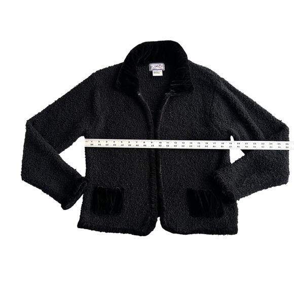 April Cornell Velvet Trim Boucle Cottage Black Jacket M - Picture 6 of 9